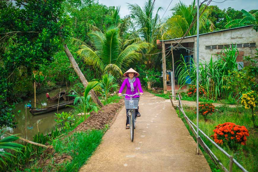 Mekong Delta Things to do - biking through villages